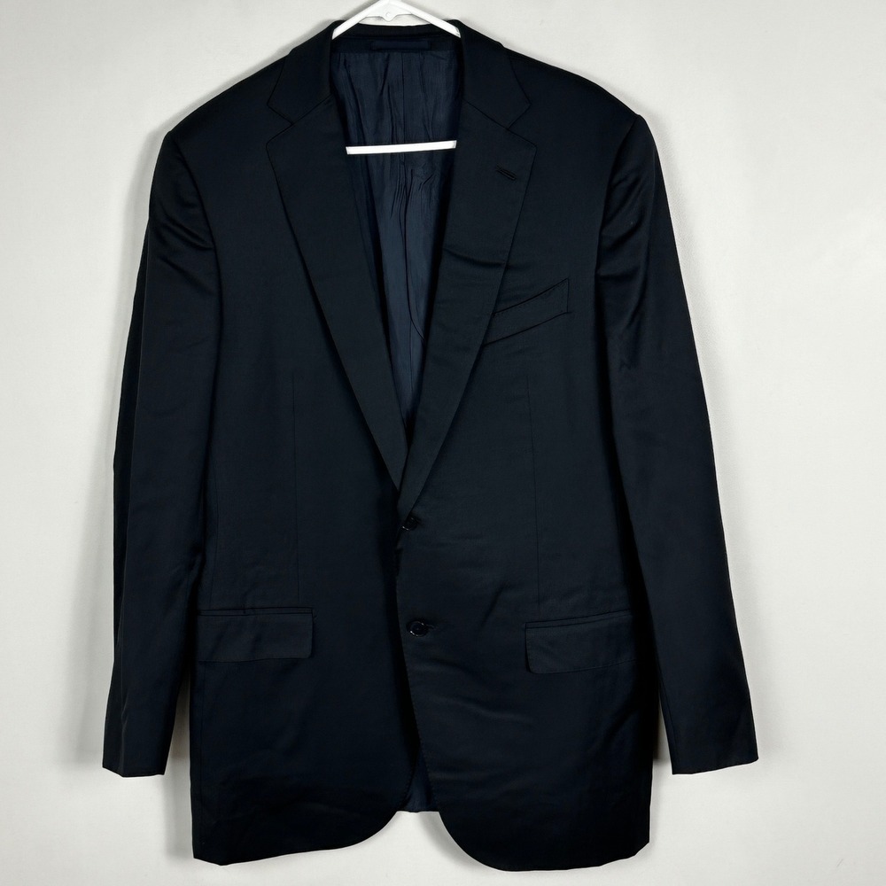 Ermenegildo Zegna Navy Blue Trofeo‎ Blazer Suit Jacket Mens Sz 44 Long 100% Wool